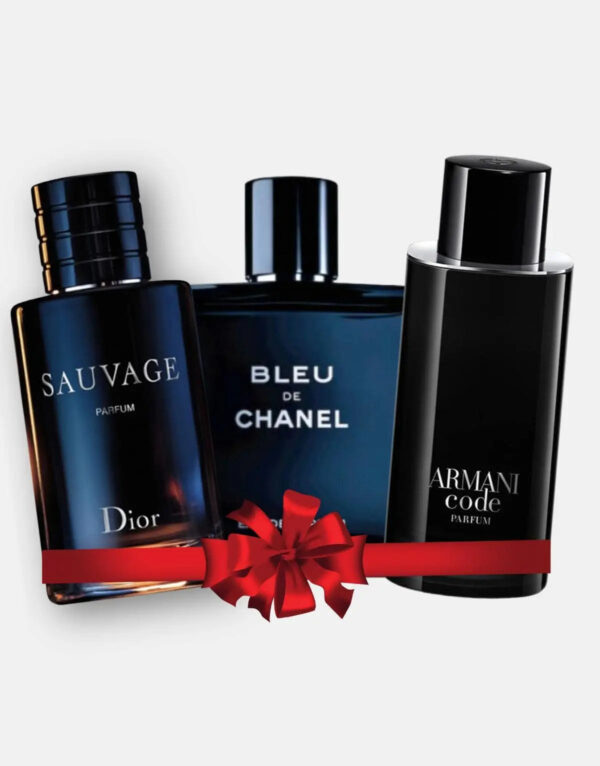 Set of 3 Men's Perfumes – Christian Dior Sauvage Parfum, Bleu de Chanel & Armani Code (100 ml)