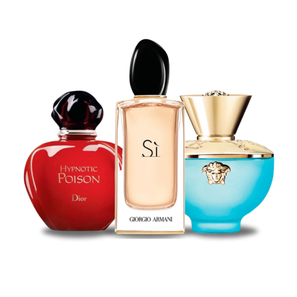 Set of 3 Women's Perfumes – Hypnotic Poison by Dior, Sì by Giorgio Armani & Dylan Turquoise by Versace (100 ml)