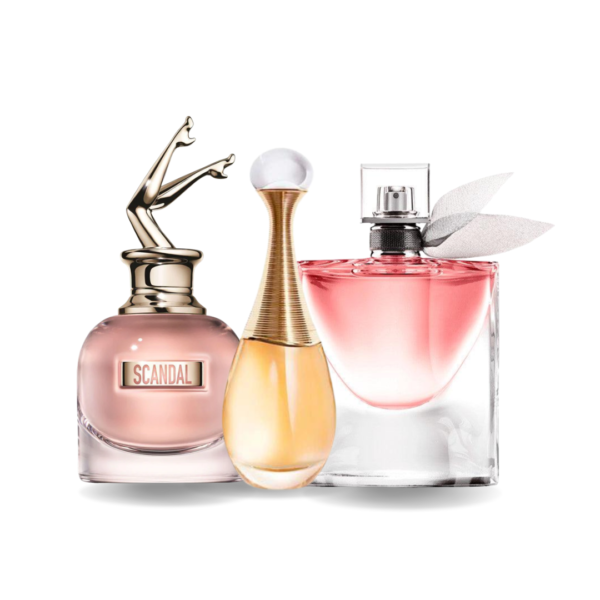 Set of 3 Women's Perfumes – Scandal by Jean Paul Gaultier, J’adore by Dior & La Vie Est Belle by Lancôme (100 ml)